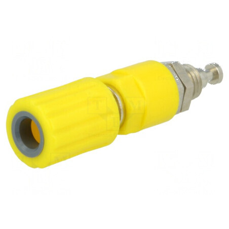 Conector banană 4mm soclu 36A 30VAC 60VDC Ø6mm galben | Electronic-mag.ro | Componente Electronice