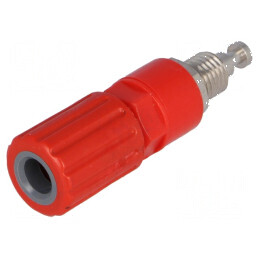 Conector banană 4mm soclu 36A 30VAC 60VDC orificiu Ø6mm roșu | Electronic-mag.ro | Componente Electronice
