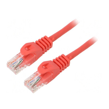 Cablu patch U/UTP 6 litat CCA PVC roșu 15m 26AWG | Electronic-mag.ro | Componente Electronice