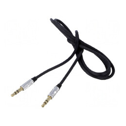 Cablu Jack 3,5mm textil negru 1m mufe ambele părți | Electronic-mag.ro | Componente Electronice