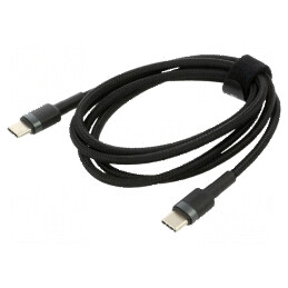 Cablu USB C 1m negru textil, 60W, mufă din ambele părţi | Electronic-mag.ro | Componente Electronice