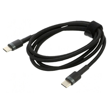 Cablu USB C 1m negru textil, 60W, mufă din ambele părţi | Electronic-mag.ro | Componente Electronice