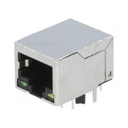 Conector RJ45 soclu PIN 8 ecranat cu diodă LED THT | Electronic-mag.ro | Componente Electronice