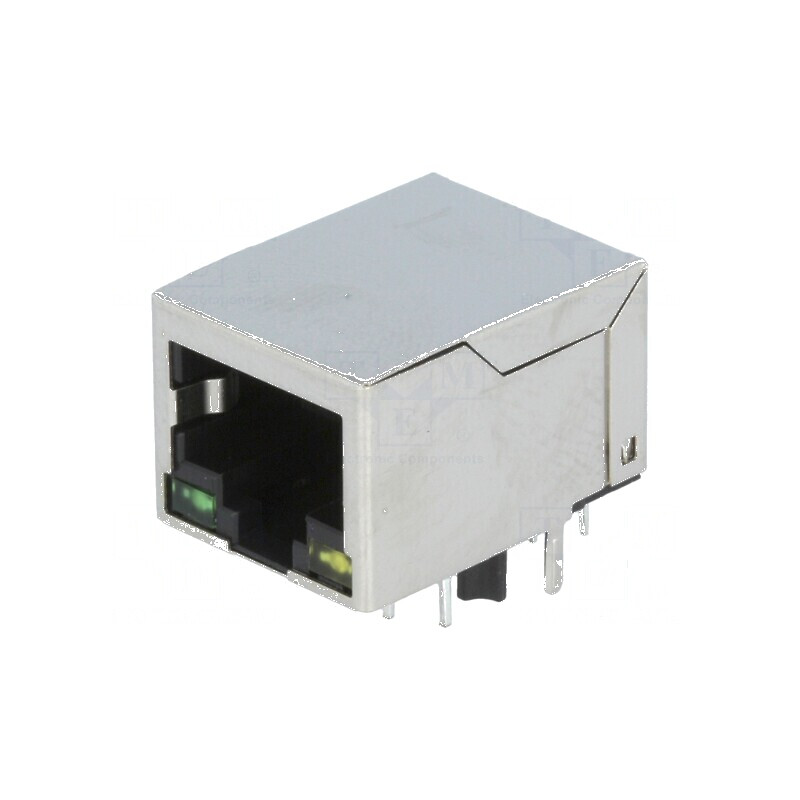Conector RJ45 soclu PIN 8 ecranat cu diodă LED THT | Electronic-mag.ro | Componente Electronice
