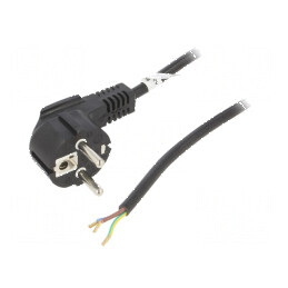 Cablu CEE 7/7 ştecăr unghi 2m PVC negru 10A | Electronic-mag.ro | Componente Electronice