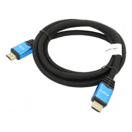 Cablu HDMI 2.0 textil 1,8m negru cu mufă HDMI pe ambele părți | Electronic-mag.ro | Componente Electronice