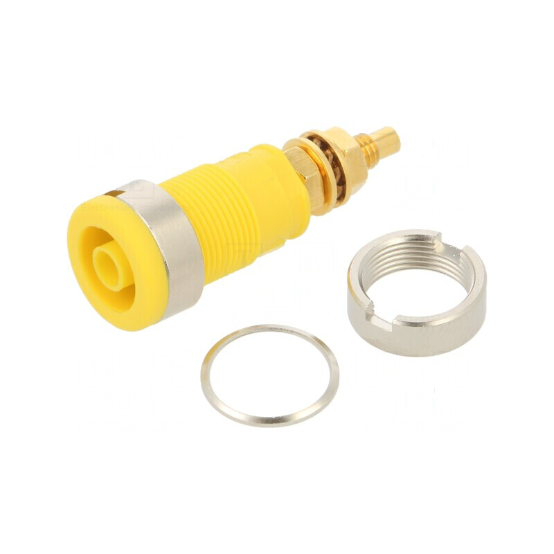 Conector banană 4mm soclu 32A 1kVDC galben aurit înşurubare | Electronic-mag.ro | Componente Electronice Conector banană 4mm soclu 32A 1kVDC galben aurit înşurubare | Electronic-mag.ro | Componente Electronice