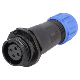 Mufă SP13 mamă 4 pini IP68 5A 200V pentru lipire pe cablu | Electronic-mag.ro | Componente Electronice