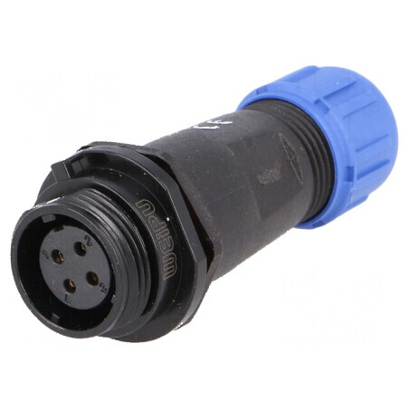 Mufă SP13 mamă 4 pini IP68 5A 200V pentru lipire pe cablu | Electronic-mag.ro | Componente Electronice