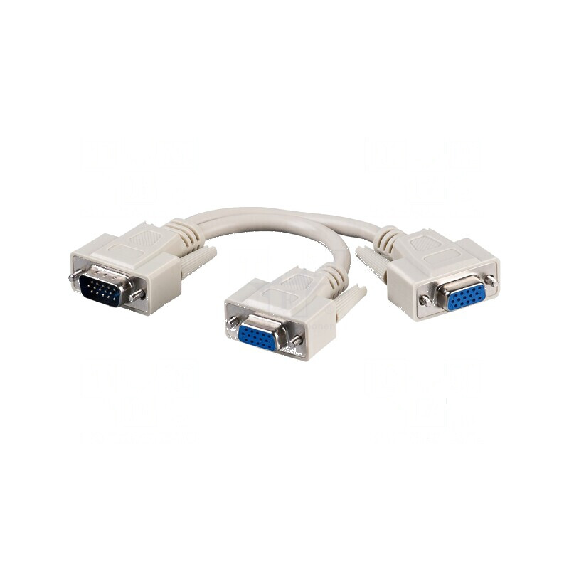 Cablu D-Sub 15pin HD soclu x2, mufă gri, 0,17m | Electronic-mag.ro | Componente Electronice
