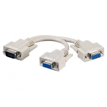 Cablu D-Sub 15pin HD soclu x2, mufă gri, 0,17m | Electronic-mag.ro | Componente Electronice