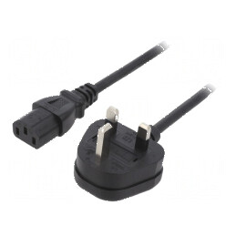 Cablu 3x0,75mm2 BS 1363 IEC C13 mamă PVC 1m negru | Electronic-mag.ro | Componente Electronice