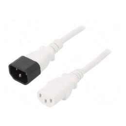 Cablu IEC C13 mamă - IEC C14 tată PVC 1,8m 10A 250V alb | Electronic-mag.ro | Componente Electronice