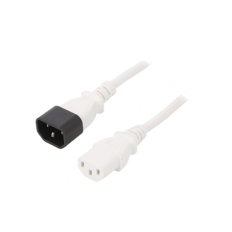 Cablu IEC C13 mamă - IEC C14 tată PVC 1,8m 10A 250V alb | Electronic-mag.ro | Componente Electronice Cablu IEC C13 mamă - IEC C14 tată PVC 1,8m 10A 250V alb | Electronic-mag.ro | Componente Electronice