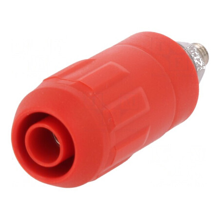 Conector banană 4mm soclu 20A roşu cu izolaţie înşurubare | Electronic-mag.ro | Componente Electronice