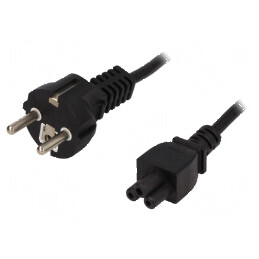 Cablu CEE 7/7 3x0,75mm2 cu mufă IEC C5 mamă PVC 1,8m 2,5A | Electronic-mag.ro | Componente Electronice