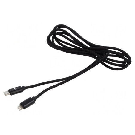 Cablu USB 2.0 Apple Lightning și USB C, 1,8m, negru | Electronic-mag.ro | Componente Electronice