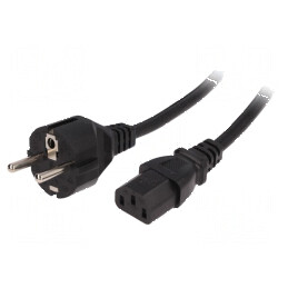 Cablu 3x1mm2 CEE 7/7 mufă IEC C13 mamă 1,5m negru PVC | Electronic-mag.ro | Componente Electronice