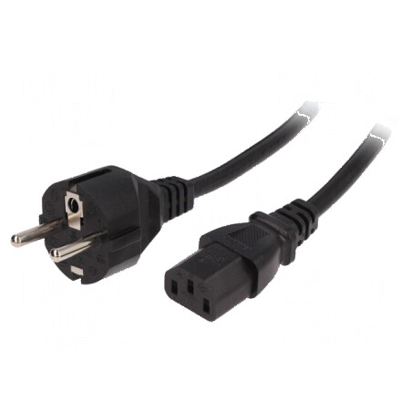 Cablu 3x1mm2 CEE 7/7 mufă IEC C13 mamă 1,5m negru PVC | Electronic-mag.ro | Componente Electronice