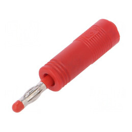Conector banană 4mm adaptor 25A 30VAC 60VDC roşu nichelat | Electronic-mag.ro | Componente Electronice