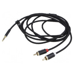 Cablu Jack 3,5mm la RCA x2, 2m, placare aurit, textil | Electronic-mag.ro | Componente Electronice