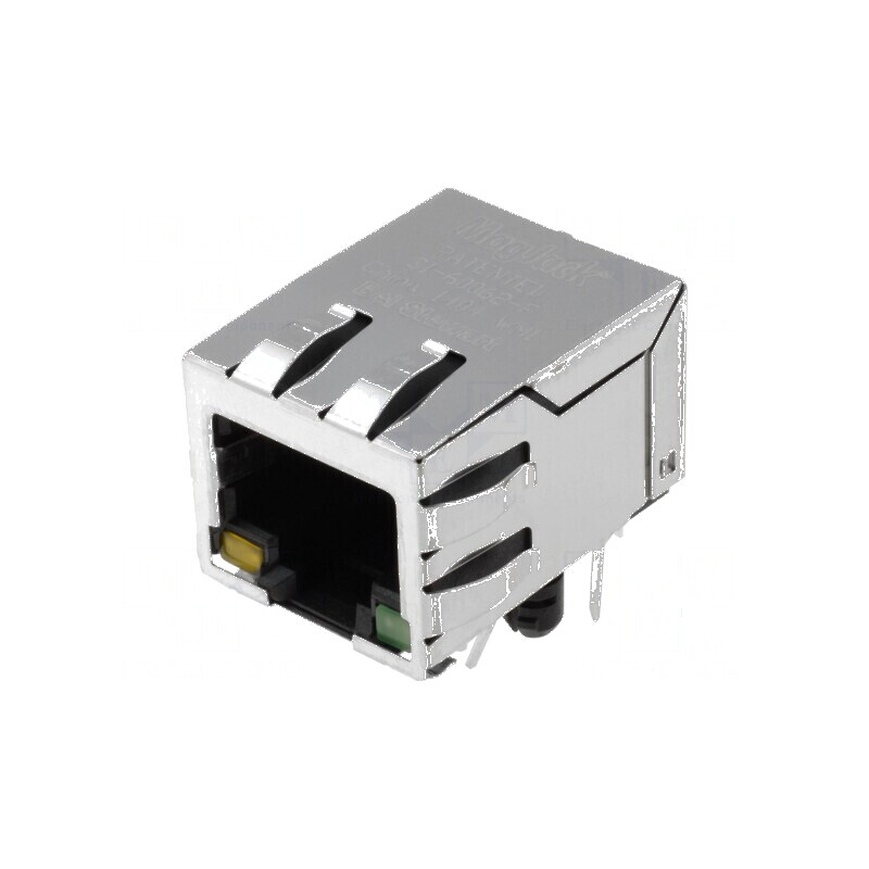 Conector RJ45 soclu PIN 8 ecranat cu diodă LED THT | Electronic-mag.ro | Componente Electronice