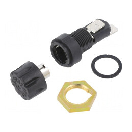 Clemă neagră 6,3x32mm 20A 250VAC UL94V-0 termoplast pentru panou | Electronic-mag.ro | Componente Electronice
