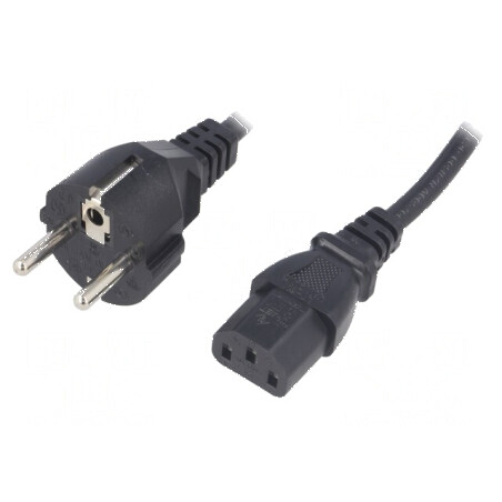 Cablu electric 3x0,75mm2 CEE 7/7 cu mufă IEC C13 mamă PVC 1,8m | Electronic-mag.ro | Componente Electronice
