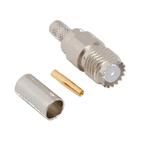 Conector UHF Mini Mufă Mamă Drept Lipire Crimpat pe Cablu | Electronic-mag.ro | Componente Electronice