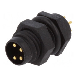 Conector M8 tată 4 pini montare panou 3A IP67 30V | Electronic-mag.ro | Componente Electronice