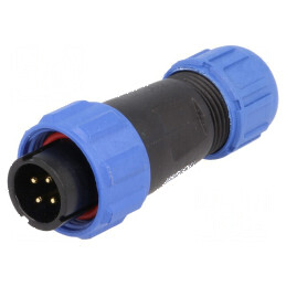 Mufă SP13 tată 4 PIN IP68 5A lipire pe cablu 200V | Electronic-mag.ro | Componente Electronice