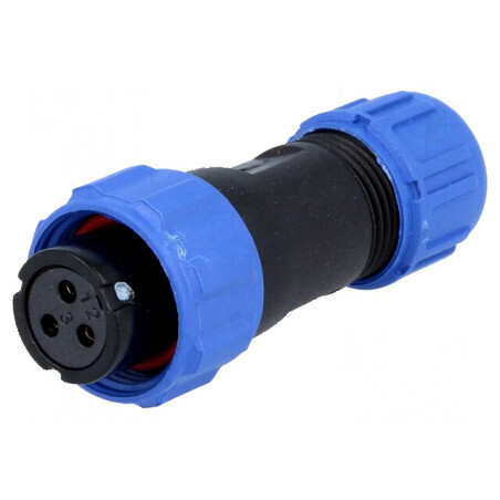 Mufă SP13 mamă PIN 3 IP68 13A pentru lipire pe cablu 250V | Electronic-mag.ro | Componente Electronice