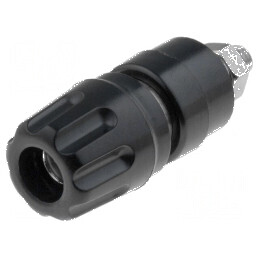 Conector banană 4mm soclu 35A 30VAC 60VDC negru nichelat M4 | Electronic-mag.ro | Componente Electronice