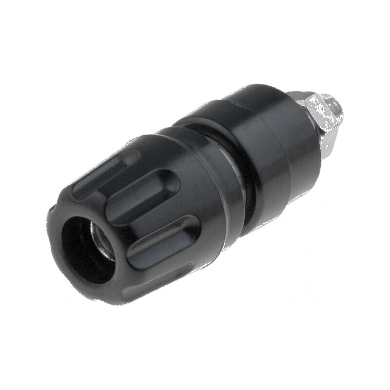 Conector banană 4mm soclu 35A 30VAC 60VDC negru nichelat M4 | Electronic-mag.ro | Componente Electronice