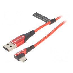 Cablu USB 2.0 A la C unghiat 1m roșu 480Mbps | Electronic-mag.ro | Componente Electronice