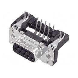 Conector D-Sub 9 PIN soclu mamă unghiat 90° THT UNC 4-40 | Electronic-mag.ro | Componente Electronice