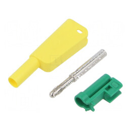 Conector banană 4mm 32A 1kV galben-verde nichelat | Electronic-mag.ro | Componente Electronice