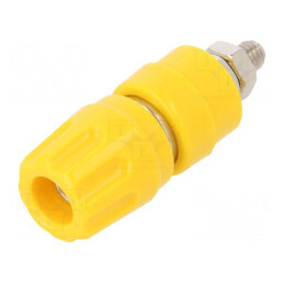 Conector banană 4mm soclu 35A 30VAC 60VDC galben nichelat | Electronic-mag.ro | Componente Electronice