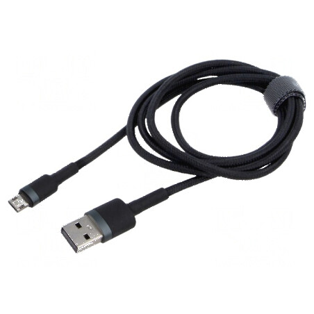 Cablu USB 2.0 High Speed 1m Negru Textil 2,4A | Electronic-mag.ro | Componente Electronice