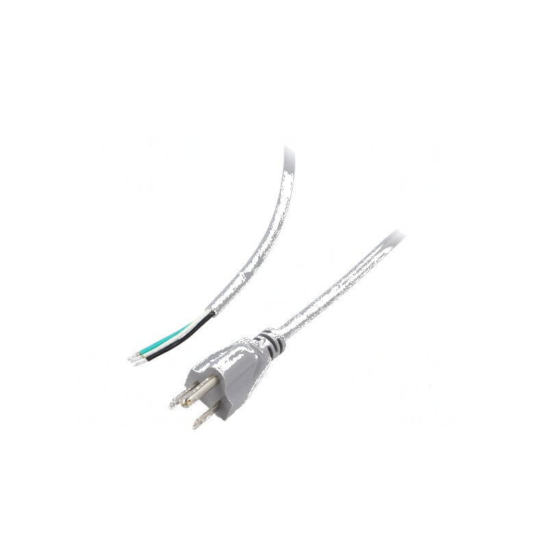 Cablu 3x18AWG NEMA 5-15 (B) 2m gri 10A 125V PVC | Electronic-mag.ro | Componente Electronice