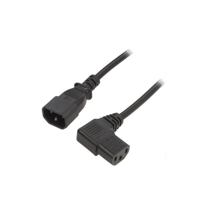 Cablu 3x0,75mm2 IEC C13 mamă 90° - IEC C14 tată PVC 1,8m negru | Electronic-mag.ro | Componente Electronice Cablu 3x0,75mm2 IEC C13 mamă 90° - IEC C14 tată PVC 1,8m negru | Electronic-mag.ro | Componente Electronice