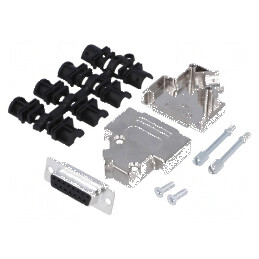 Mufă mamă D-Sub PIN 15 în unghi 45° pentru lipire pe cablu | Electronic-mag.ro | Componente Electronice
