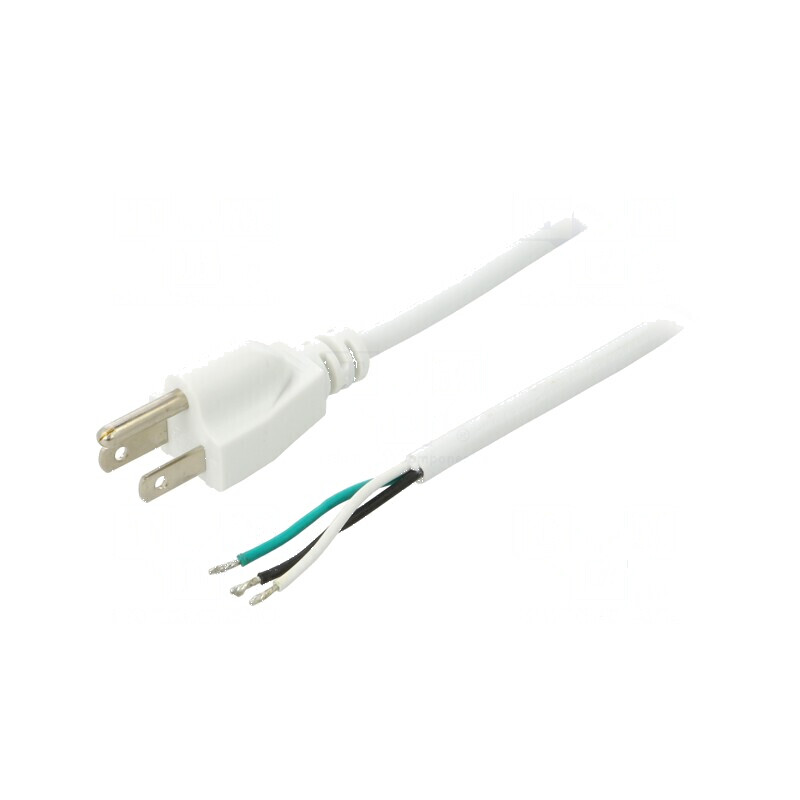 Cablu 3x18AWG NEMA 5-15, Mufă PVC 2m Alb, 10A 125V | Electronic-mag.ro | Componente Electronice Cablu 3x18AWG NEMA 5-15, Mufă PVC 2m Alb, 10A 125V | Electronic-mag.ro | Componente Electronice
