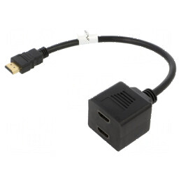 Adaptor HDMI 1.4 cu 2 socluri, 0,2m, negru, ABS | Electronic-mag.ro | Componente Electronice