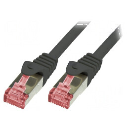 Patch cord S/FTP 6 litat LSZH negru 3m 27AWG | Electronic-mag.ro | Componente Electronice