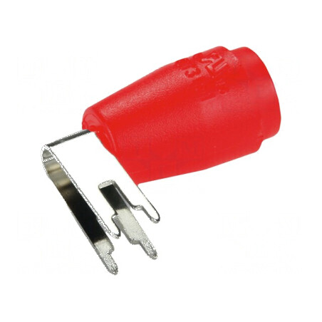 Conector banană 4mm soclu roşie 25A 27,7mm PCB 5mΩ 1kV | Electronic-mag.ro | Componente Electronice
