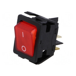 Rocker DPST ON-OFF 16A/250VAC 20A/28VDC roşu 6050 | Electronic-mag.ro | Componente Electronice