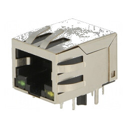 Conector RJ45 ecranat cu diodă LED THT, soclu PIN 8 | Electronic-mag.ro | Componente Electronice