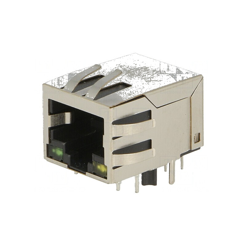 Conector RJ45 ecranat cu diodă LED THT, soclu PIN 8 | Electronic-mag.ro | Componente Electronice