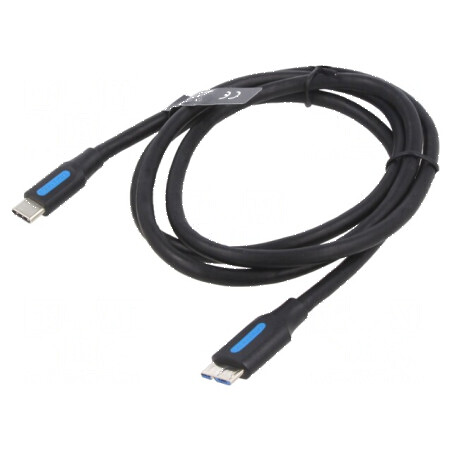 Cablu USB 3.0 Micro B la USB C, 1m, Negru | Electronic-mag.ro | Componente Electronice